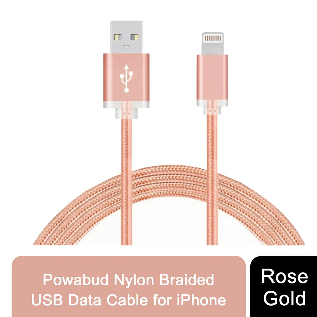 FX Braided iPhone USB Data Cable - 1m - Rose Gold