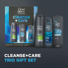 Load image into Gallery viewer, Dove Men+Care Gift Set Cleanse+Care Trio - Bodywash, Deodorant, Shampoo