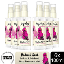 Load image into Gallery viewer, Impulse Body Mist Radiant Soul with Saffron &amp; Patchouli Fragrance 100ml, 6 Pack