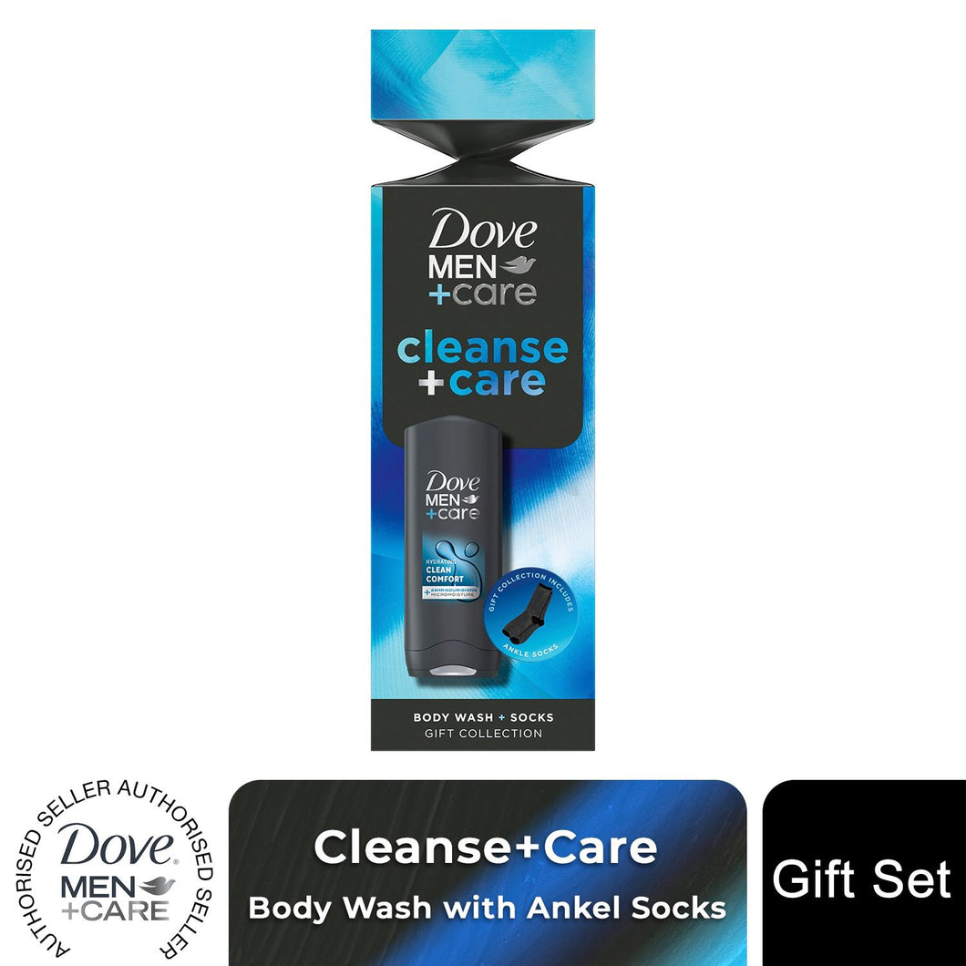 Dove Men+Care Cleanse+Care Gift Set with Clean Comfort Bodywash & Socks