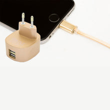 Load image into Gallery viewer, FX Multicoloured Dual USB Mains Charger 2.4 AMP Plug (EU), Gold