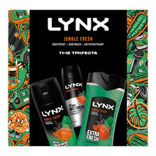 Load image into Gallery viewer, Lynx Jungle Fresh THE TRIFECTA BodyWash, Spray &amp; Antiperspirant Gift Set for Him