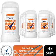 Load image into Gallery viewer, Sure Women Whole Body Deodorant Stick Fresh Citrus Aluminium Free 50ml, 6 Pack