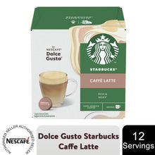 Load image into Gallery viewer, Nescafe Dolce Gusto Starbucks Coffee Pods Caps Box of 12 Caffe Latte