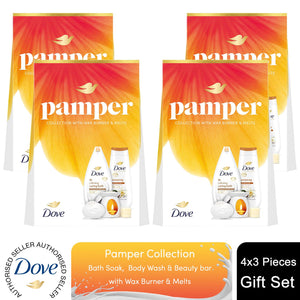 Dove Pamper Collection Gift Set, Body Wash, Bath Soak, Beauty Bar & Wax Burner