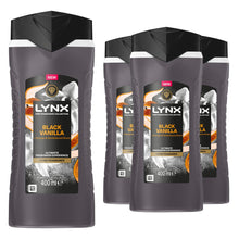 Load image into Gallery viewer, Lynx Black Vanilla Body Wash with 12Hrs of Freshness for Men 400ml, 3 Pack