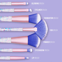 Load image into Gallery viewer, Aquarius Cosmic Makeup Brush Set 7pc Liquid Glitter Handle Beauty Tool Kit Pink