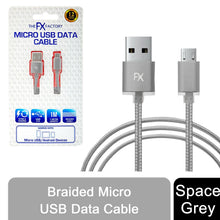 Load image into Gallery viewer, Fx Braided Micro USB Data Cable, Gold, Rose Gold, Space Grey, Silver[Space Grey]
