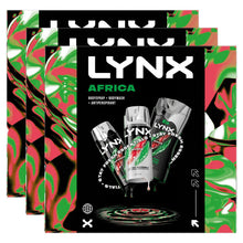 Load image into Gallery viewer, Lynx Africa Gift Set, Body Wash Spray Deodorant Trio,Long Lasting Freshness