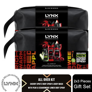 Lynx Fine Fragrance Washbag Gift Set, Premium Cherry Spritz and Pear Scent