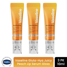 Load image into Gallery viewer, Vaseline Lip Gloss Serum Juicy Peach 10ml, 3 Pack SPF15 Plumping Non Sticky Care