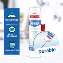 Load image into Gallery viewer, UniBond Healthy Kitchen &amp; Bathroom Anti-Mould Silicone Sealant 274g, 4 Pack
