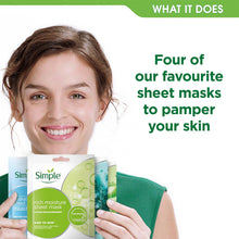 Load image into Gallery viewer, Simple Skin Kind Sheet Mask Collection 4Pcs Gift Set for Her with Soft Headband