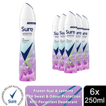Load image into Gallery viewer, Sure Women Nonstop Protection Antiperspirant Deo Frozen Acai &amp; Jasmine 250ml,6PK