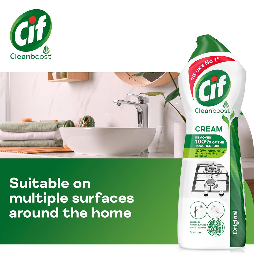 Cif Cleanboost Cream Original Multipurpose Cleaner for Multi surfaces 750ml, 3pk