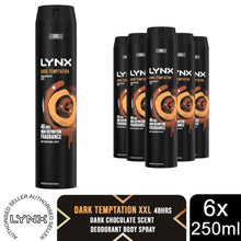 Load image into Gallery viewer, Lynx XXL Dark Temptation 48-Hour High Definition Body Spray Deodorant, 6x250ml