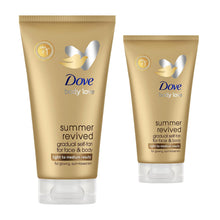 Load image into Gallery viewer, Dove Derma Spa Face Cream Summer Revived Self Tan for Fair to Medium Skin 2x75ml