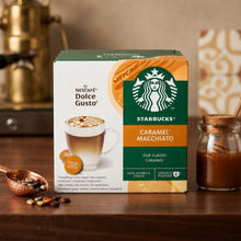 Load image into Gallery viewer, Nescafe Dolce Gusto Starbucks Coffee Pods Caps Box of 12 Caramel Macchiato