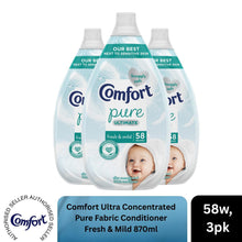 Load image into Gallery viewer, Comfort Ultra Concentrated Pure Fabric Conditioner Fresh &amp; Mild 870ml - 58w, 3pk