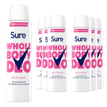 Load image into Gallery viewer, Sure Women Wild Rose Whole Body Deodorant Spray Aluminium Free 150ml, 6 Pack