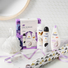 Load image into Gallery viewer, Dove Time to Relax Body Wash, Lotion Deo 3pcs Gift Set for Her with Shower Puff