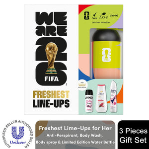 Freshest Line-Ups FIFA Gift Set for Her Body Wash, Spray & Water Bottle