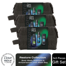 Load image into Gallery viewer, Dove Men+Care Restore Essentials Washbag Collection 3 Pieces Gift Set for Him