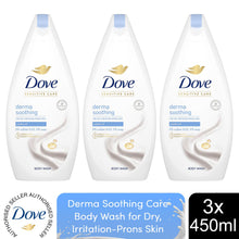 Load image into Gallery viewer, 3 Pack Dove Soothing Care Ultra Gentle Cleansing Body Wash, 450ml