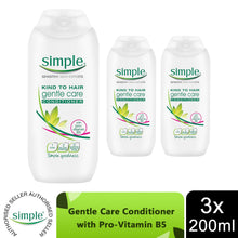 Load image into Gallery viewer, Simple Kind to Hair Gentle Care Shampoo or Conditioner 200ml/400ml - 3 Pack
