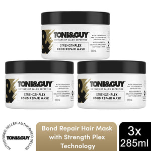 Toni & Guy Bond Repair Hair Mask with StrengthPlex Technology 285ml, 3 Pack
