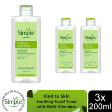 Load image into Gallery viewer, Simple Kind to Skin Soothing Facial Toner with Multi-Vitamines 200ml,3 or 6 Pack