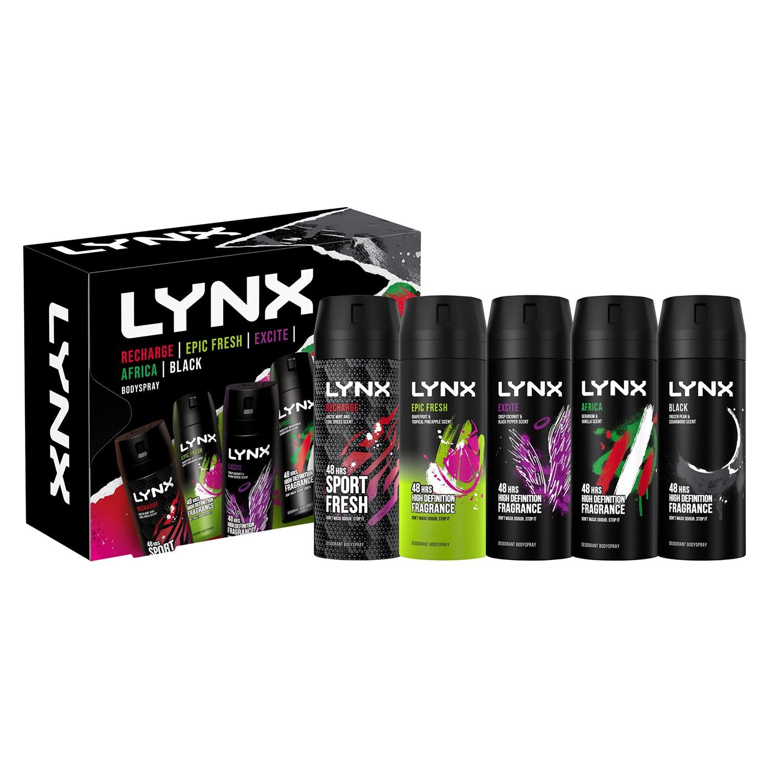 Lynx Java Lynx Body Sprays Multi Fragrance Edition 48H Fresh 5Pcs Gift Set for H ...