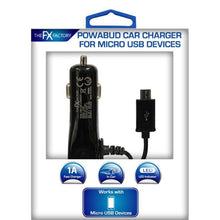 Load image into Gallery viewer, FX Car Charger Powabud for Micro USB Devices Simply Plug In The USB Power Cable