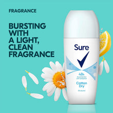 Load image into Gallery viewer, Sure Women Roll On Cotton Dry AntiPerspirant Deodorant 48Hrs Protection, 6x50ml