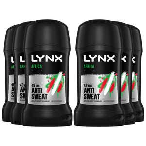 Lynx Africa 48-Hour Sweat Protection Anti-Perspirant Stick, 6x50ml