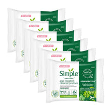 Load image into Gallery viewer, Simple Regeneration Age Resisting Cleansing Wipes, 3pk or 6pk of 20 Wipes