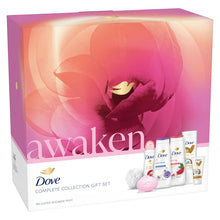 Load image into Gallery viewer, Dove Awaken Complete Collection 6 Pieces Gift Set for Her with Shower Puff