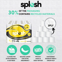 Load image into Gallery viewer, Splesh Quilted Luxury Fresh Lemon Fragrance 3 Ply Toilet Tissue Paper 72 Rolls