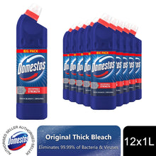 Load image into Gallery viewer, Domestos Thick Original Bleach Powerful Disinfectant Kills 99.9% Germs 1L, 12pk