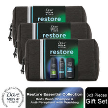 Load image into Gallery viewer, Dove Men+Care Restore Essential Collection 3Pcs Gift Set for Him with Washbag