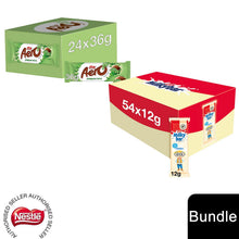 Load image into Gallery viewer, Nestle Chocolate Bar,Aero Peppermint 24x36g &amp; Milkybar Creamy White 54x12g