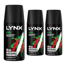 Load image into Gallery viewer, Lynx Body Spray Africa 48H High Definition Fragrance Deodorant for Men 35ml, 3pk