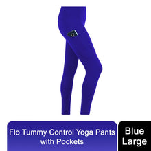 Load image into Gallery viewer, Flo Women's Tummy Control Sports Yoga Pants, Large Blue