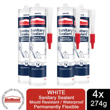 Load image into Gallery viewer, UniBond Mould Resistant Sanitary Sealant Cartridge White 274 g, 4 Pack