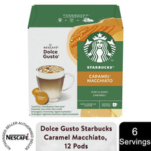 Load image into Gallery viewer, Nescafe Dolce Gusto Starbucks Coffee Pods Caps Box of 12 Caramel Macchiato