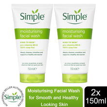 Load image into Gallery viewer, 2x150ml Simple Kind to Skin Moisturising/Purifying FacialWash for Sensitive Skin