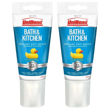 Load image into Gallery viewer, Unibond Silicone Sealant Anti-Mould &amp; Waterproof for Kitchen &amp; Bathroom, 147g 2 Pack