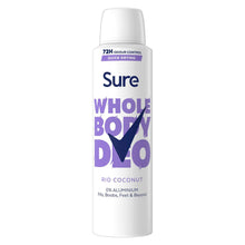 Load image into Gallery viewer, Sure Whole Body Deodorant Cream Rio Coconut with 72Hrs Odour Control 150ml, 6Pk