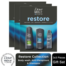 Load image into Gallery viewer, Dove Men+Care Gift Set Restore Trio - Bodywash, Classic Deodorant, Shampoo