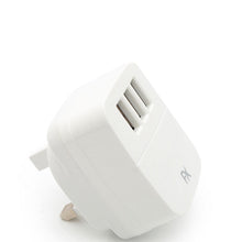 Load image into Gallery viewer, FX Powabud Mains 2 Port USB Or 3 Port USB Charger - 2.1Amp/3.1Amp[3Port USB 3.1Amp - White]